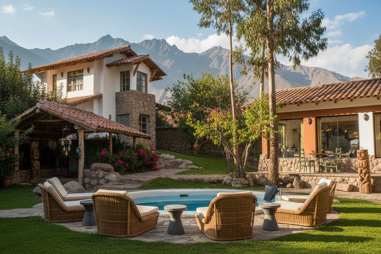 The pool and gardens at one of our retreat locations